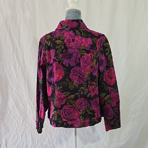 Isaac Mizrahi Live Floral Jean Jacket - Picture 2 of 10